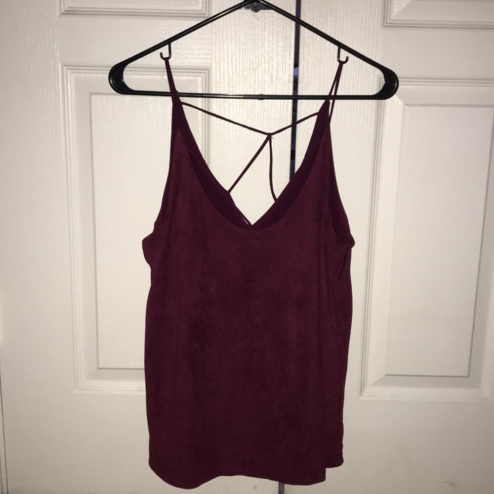 Criss cross maroon tank
